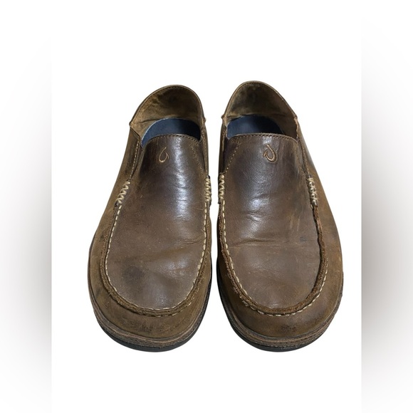 OluKai Moloa Brown Leather Men’s Loafers in Size 9. - Picture 1 of 8
